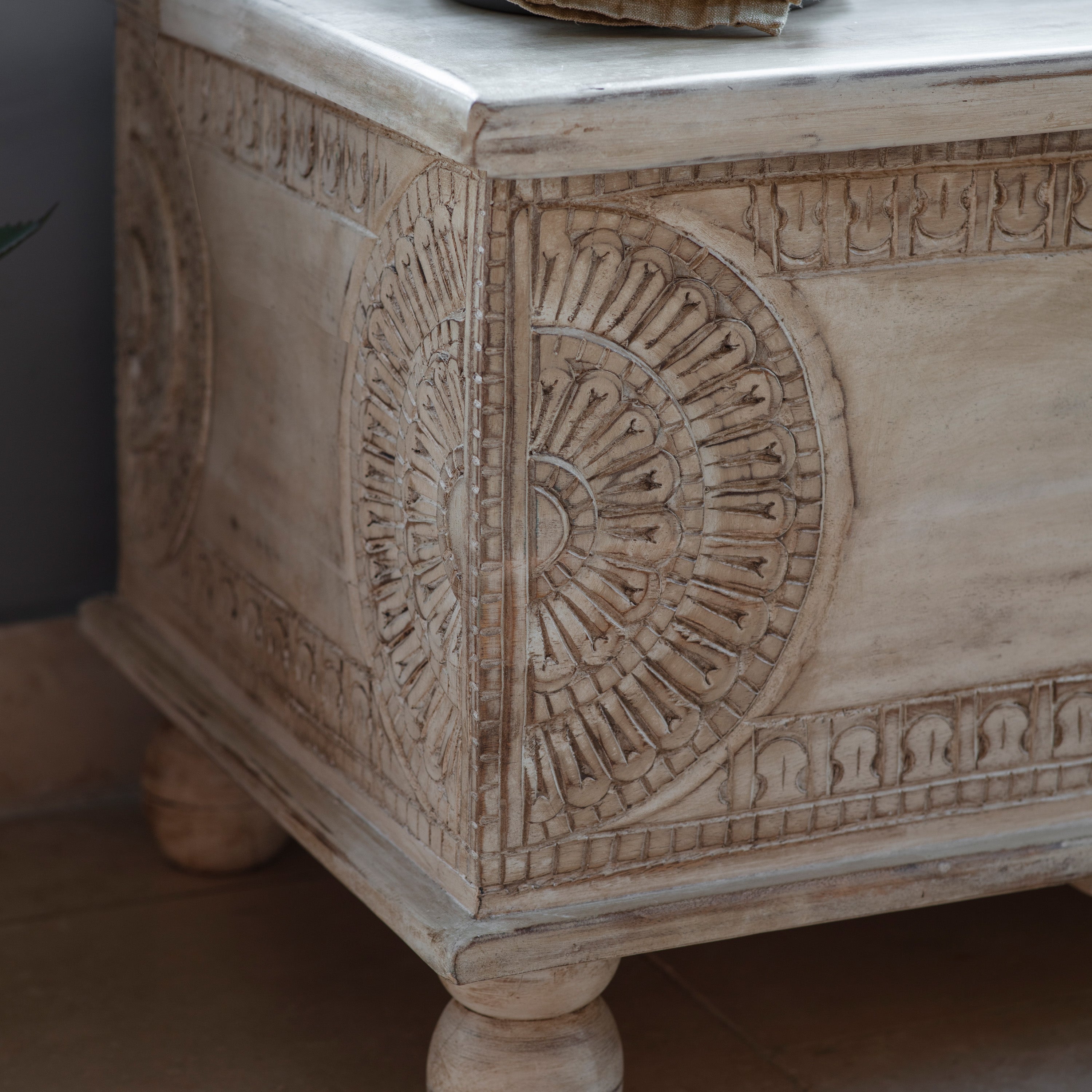 Aldo Natural Mango Wood Artisan Storage Bench